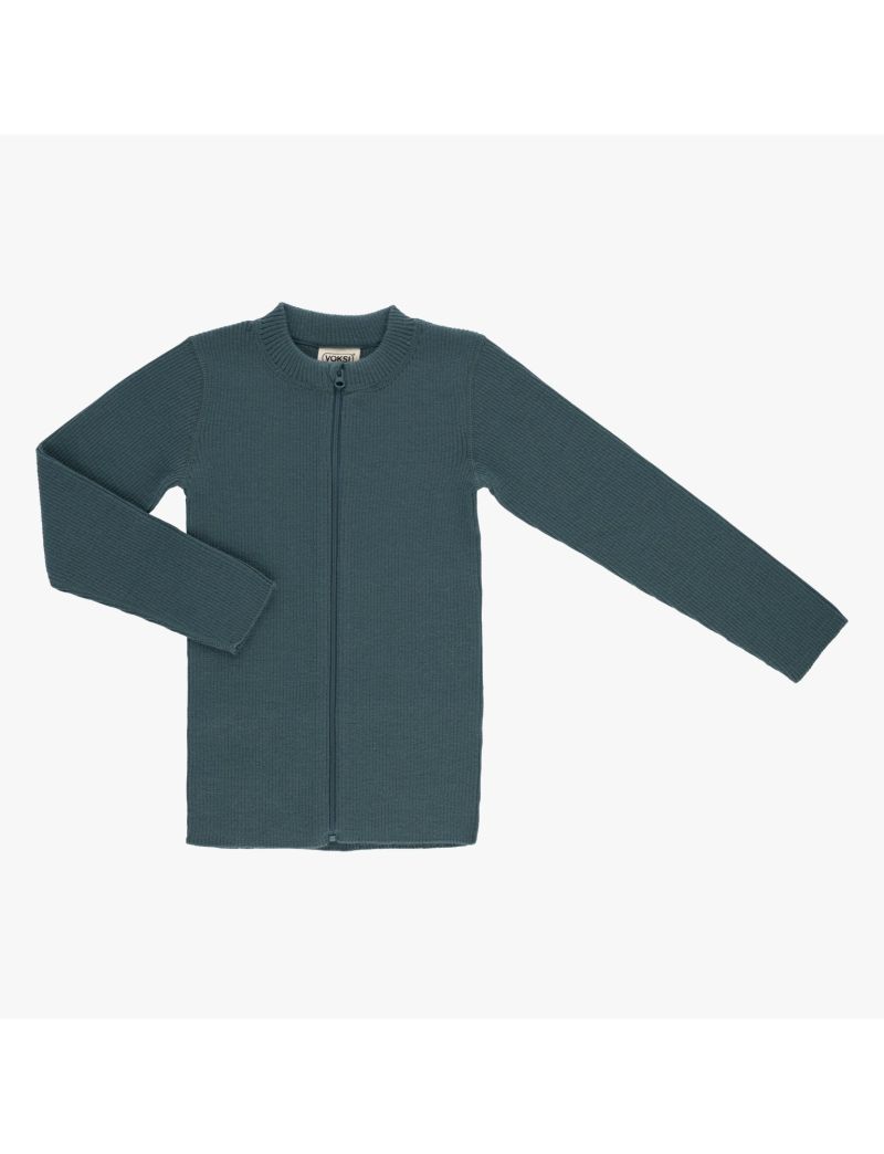 Voksi Wool meriinovillane kampsun Rib Sea Green