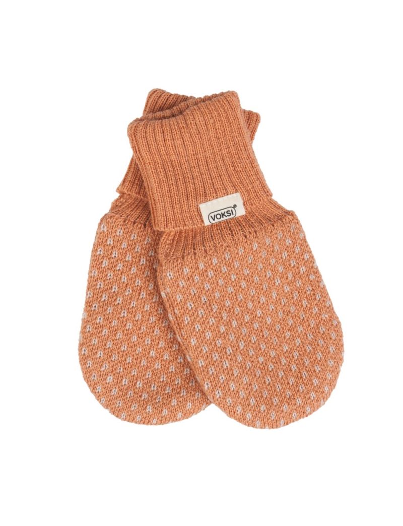 Voksi Wool meriinovillased kindad Jacquard Sandstone Peach