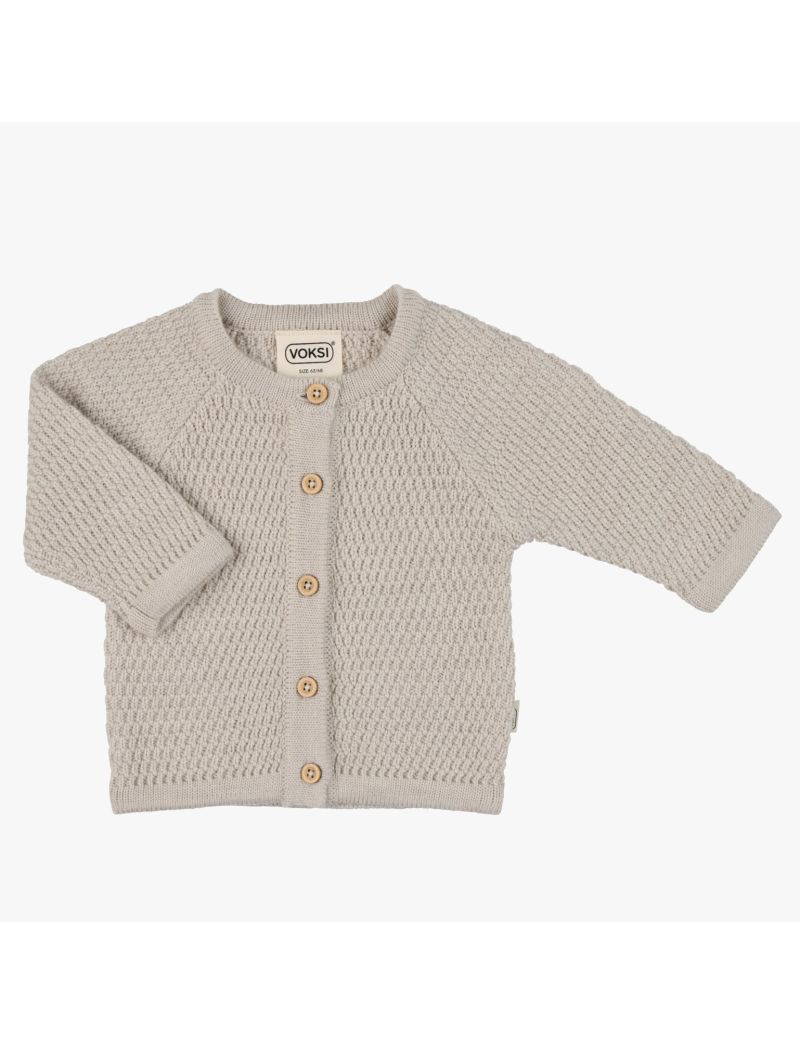 Voksi Wool meriinovillane nööpidega kampsun Honeycomb Seashell Sand