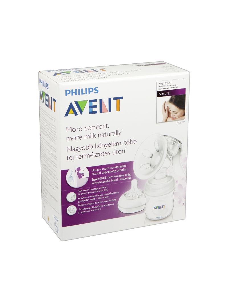 Philips Avent manuaalne rinnapump Natural toitmispudeliga