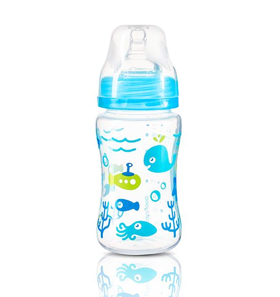 BabyOno laia kaelaga Anti-Colic lutipudel 240ml värvivalik